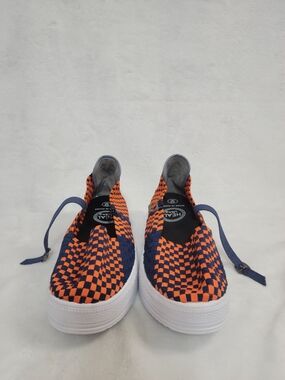 Heal Brand Unisex Slip-On Checkerboard Sneakers in Orange and Navy